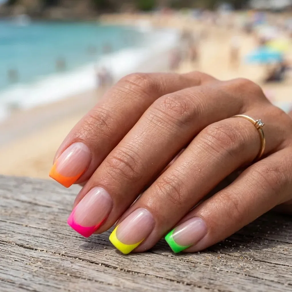 18 Summer Holiday Nails Ideas That’ll Make Your Hands the Main Character 16 Clear Nails with Colorful Tips
