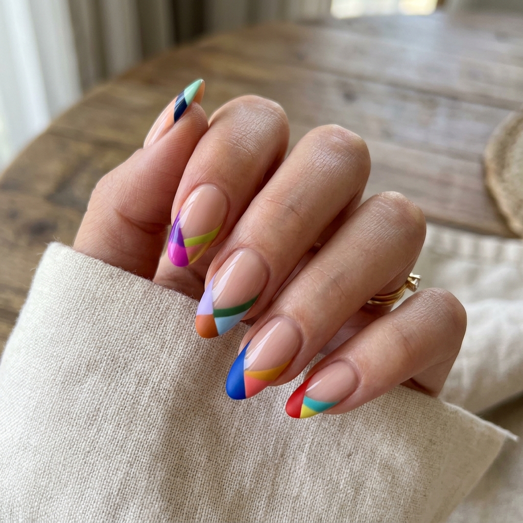 14 Summer Nails French Tip Ideas That Are Giving Main Character Energy All Season 9 Color Block French Tips
