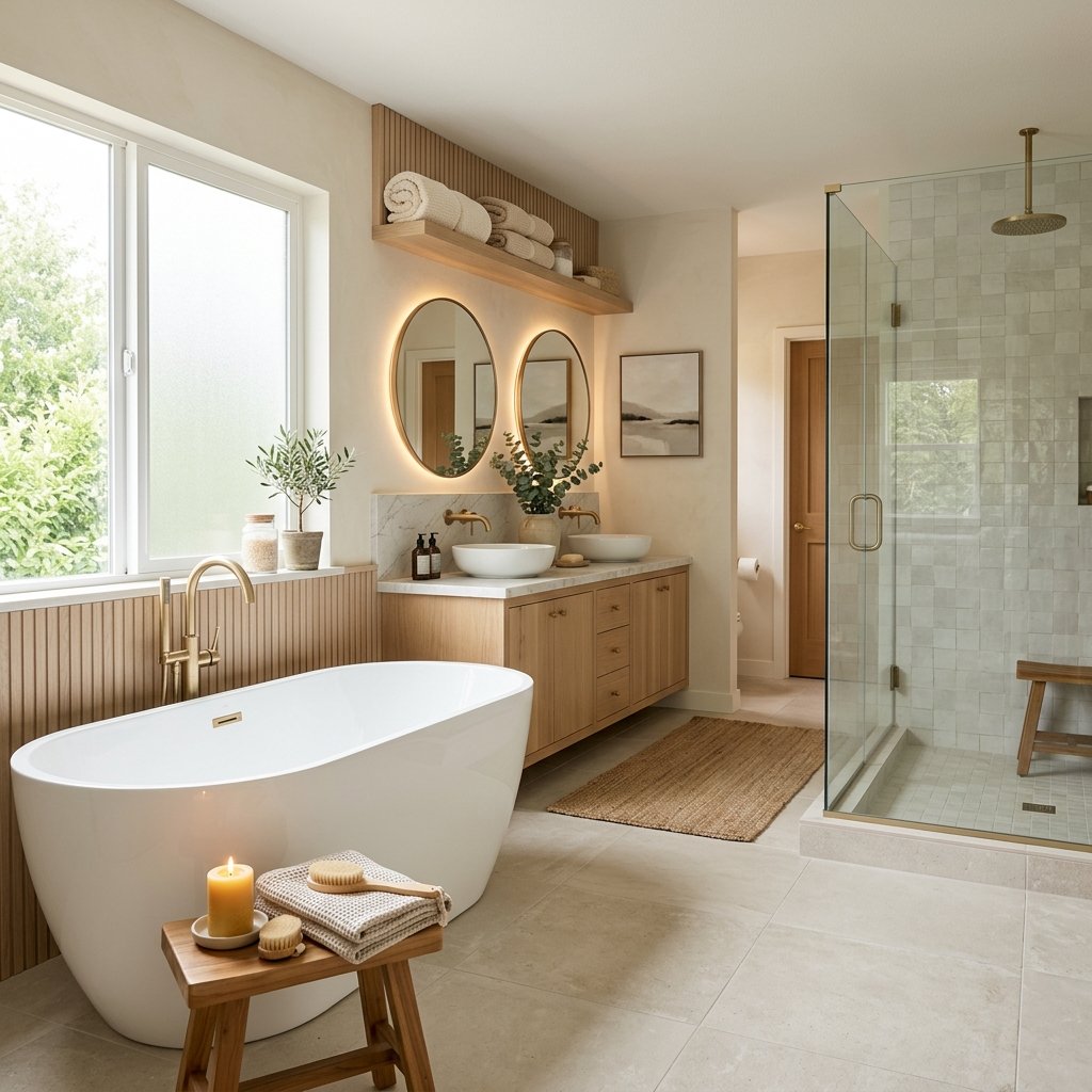 16 Bathroom Remodel Ideas That’ll Make Your Space Look Straight Out of a Luxury Spa 6 Create a Spa Inspired Neutral Palette