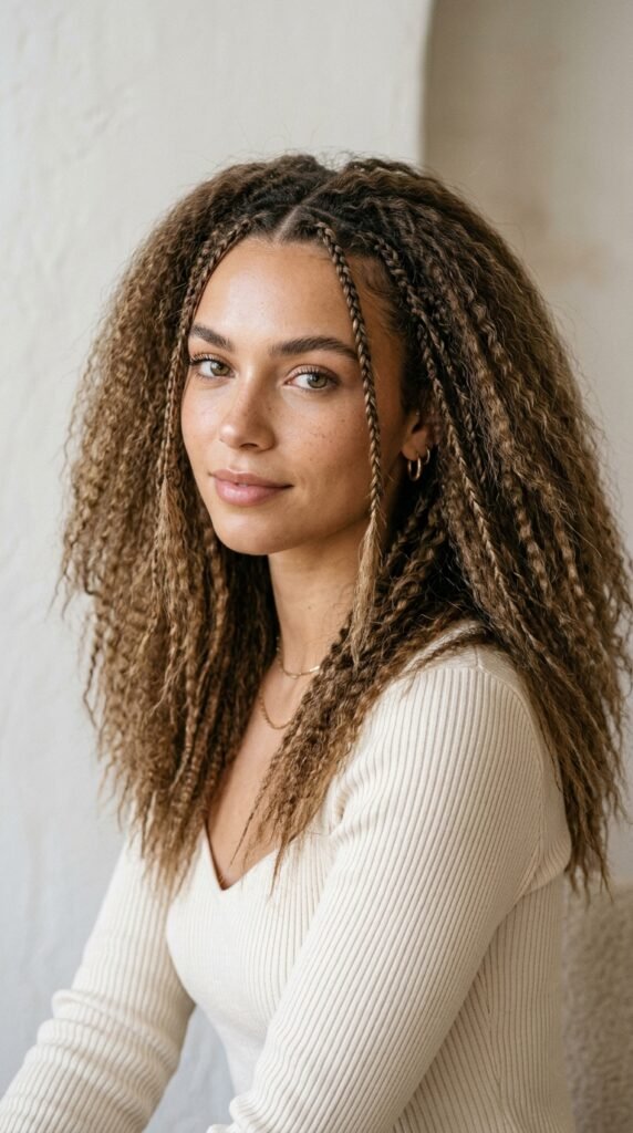15 Rave Hairstyle Ideas That’ll Have You Looking Like the Main Character All Night 8 Crimped Hair With Mini Braids
