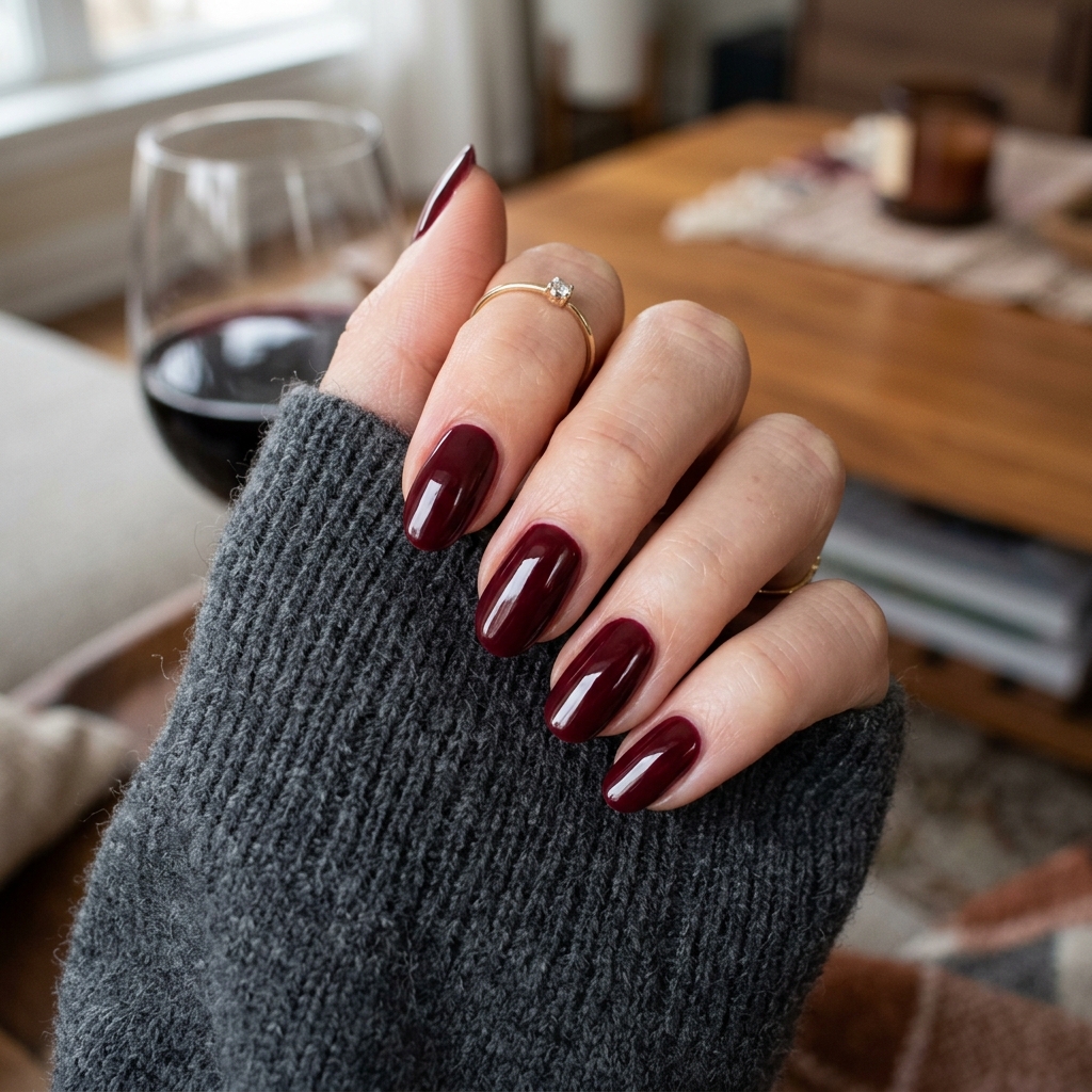18 Red Summer Nails Ideas That Will Instantly Upgrade Your Hot-Girl Vibe 12 Dark Red Wine Nails
