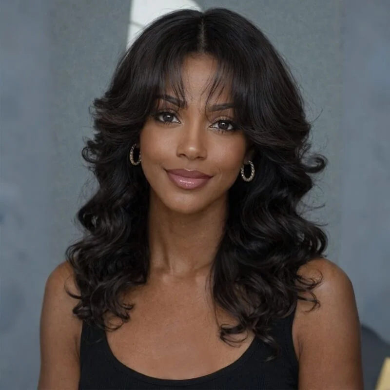 16 Deep Wave Hairstyles Ideas That Are Giving Main-Character Energy in 2026 7 Deep Wave Wig With Curtain Bangs