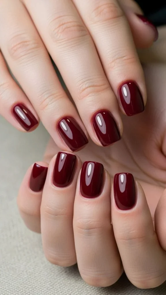 15 Trending Red Nails That Make Your Hands Look Instantly Expensive 3 Deep Wine Red Nails