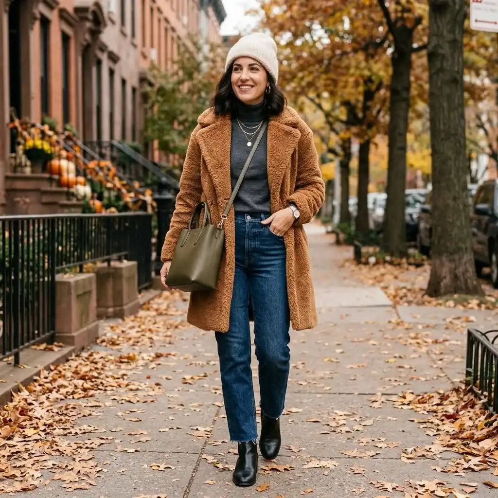 17 Fall Outfit Ideas That Make You Look Instantly Put Together Without Trying Too Hard 17 Faux Fur Coat Simple Basics