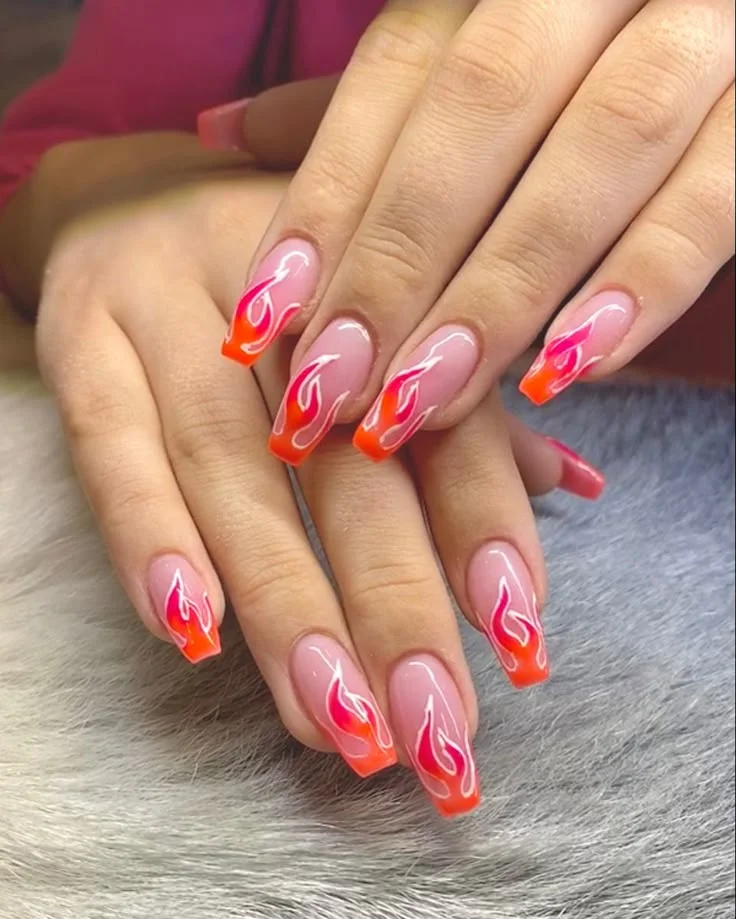15 Pink Nail Ideas That Are So Good, You'll Want to Cancel Your Plans Just to Stare at Them 16 Fiery Pink Flames