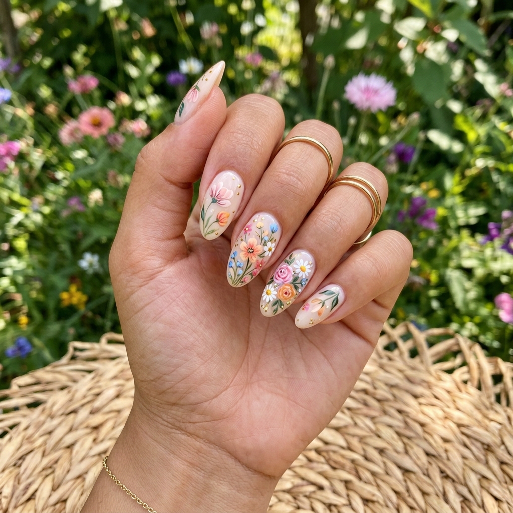 14 Summer Nail Design Ideas That Are So Cute You’ll Book a Mani ASAP 9 Floral Accent Nails