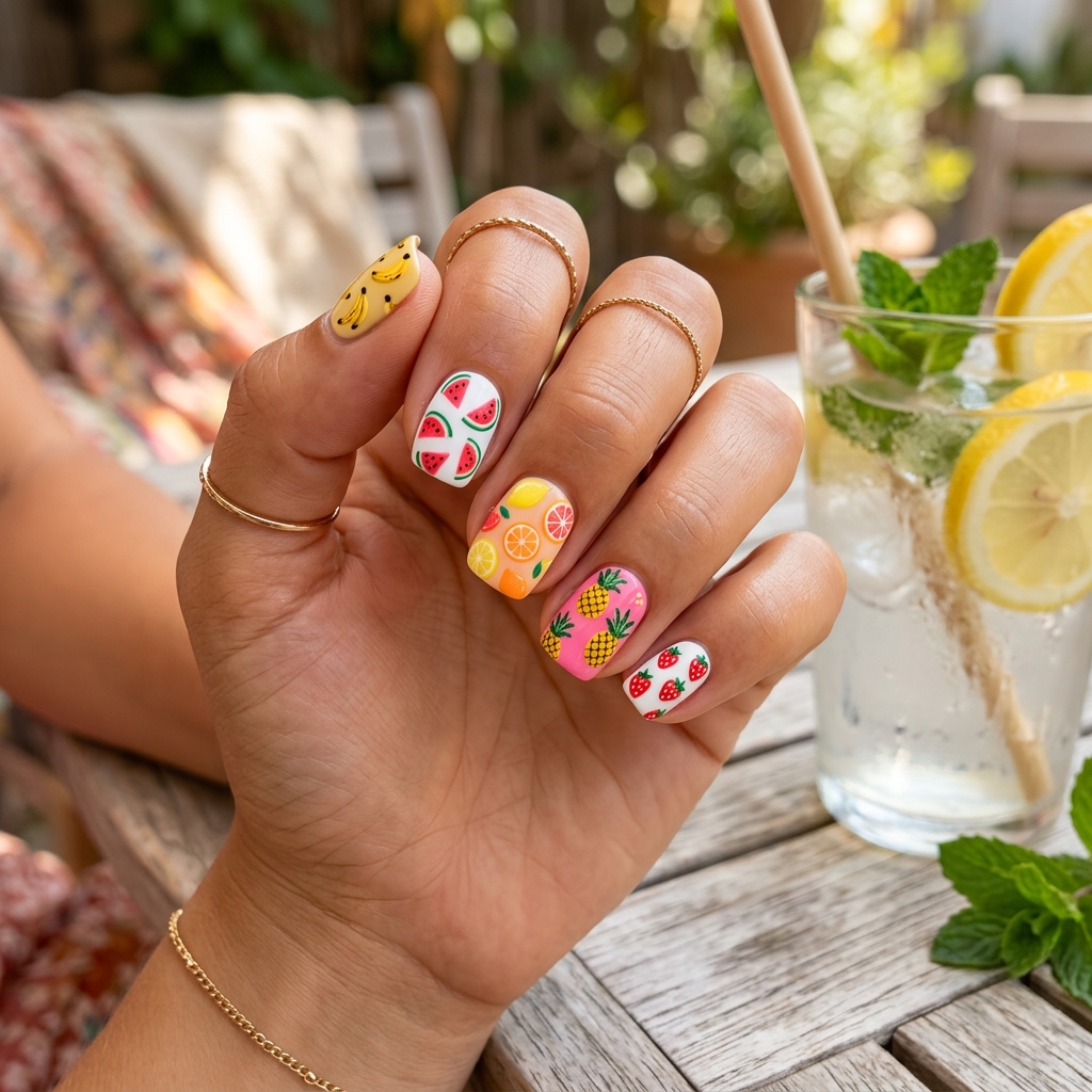 18 Summer Holiday Nails Ideas That’ll Make Your Hands the Main Character 10 Fruity Nail Art 1
