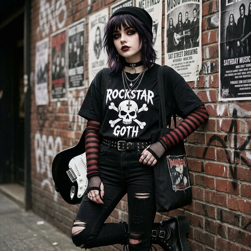 17 Roblox Outfit Ideas That Are Seriously Dripping in Style Right Now 9 Goth Rockstar Look