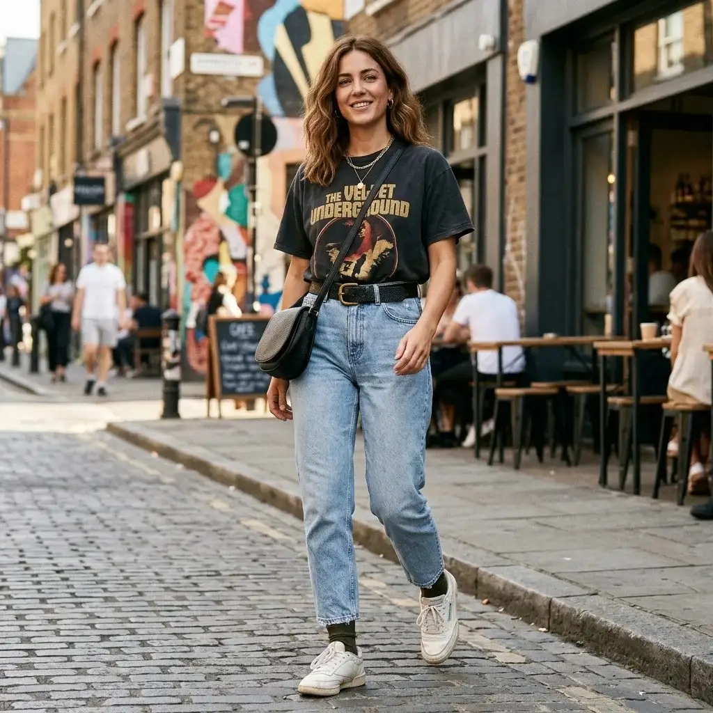 15 Jeans Outfit Ideas That Make Getting Dressed Way Too Easy 10 Graphic Tee Mom Jeans