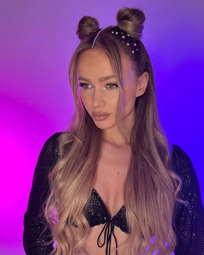15 Rave Hairstyle Ideas That’ll Have You Looking Like the Main Character All Night 5 Half Up Space Buns