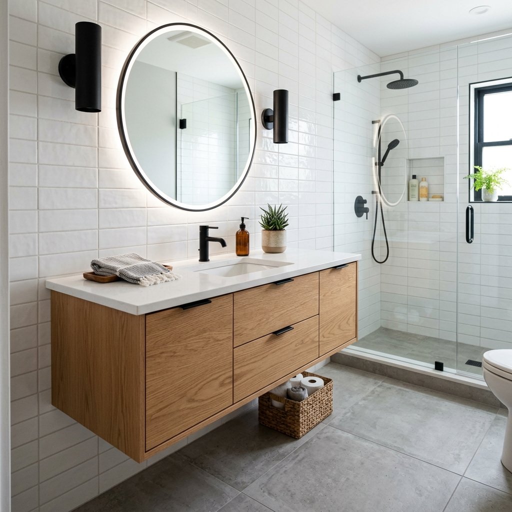 16 Bathroom Remodel Ideas That’ll Make Your Space Look Straight Out of a Luxury Spa 5 Install Floating Vanities