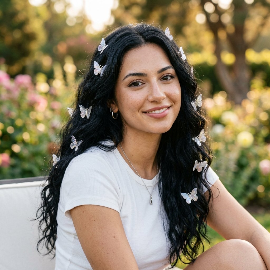 15 Rave Hairstyle Ideas That’ll Have You Looking Like the Main Character All Night 12 Loose Waves With Butterfly Clips