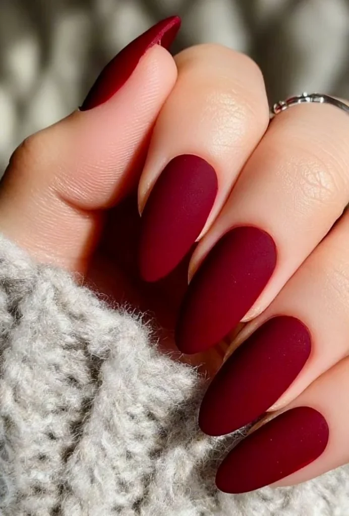 16 Dark Red Nails That Look Expensive, Moody, and Way Too Good to Ignore 10 Matte Dark Red Nails