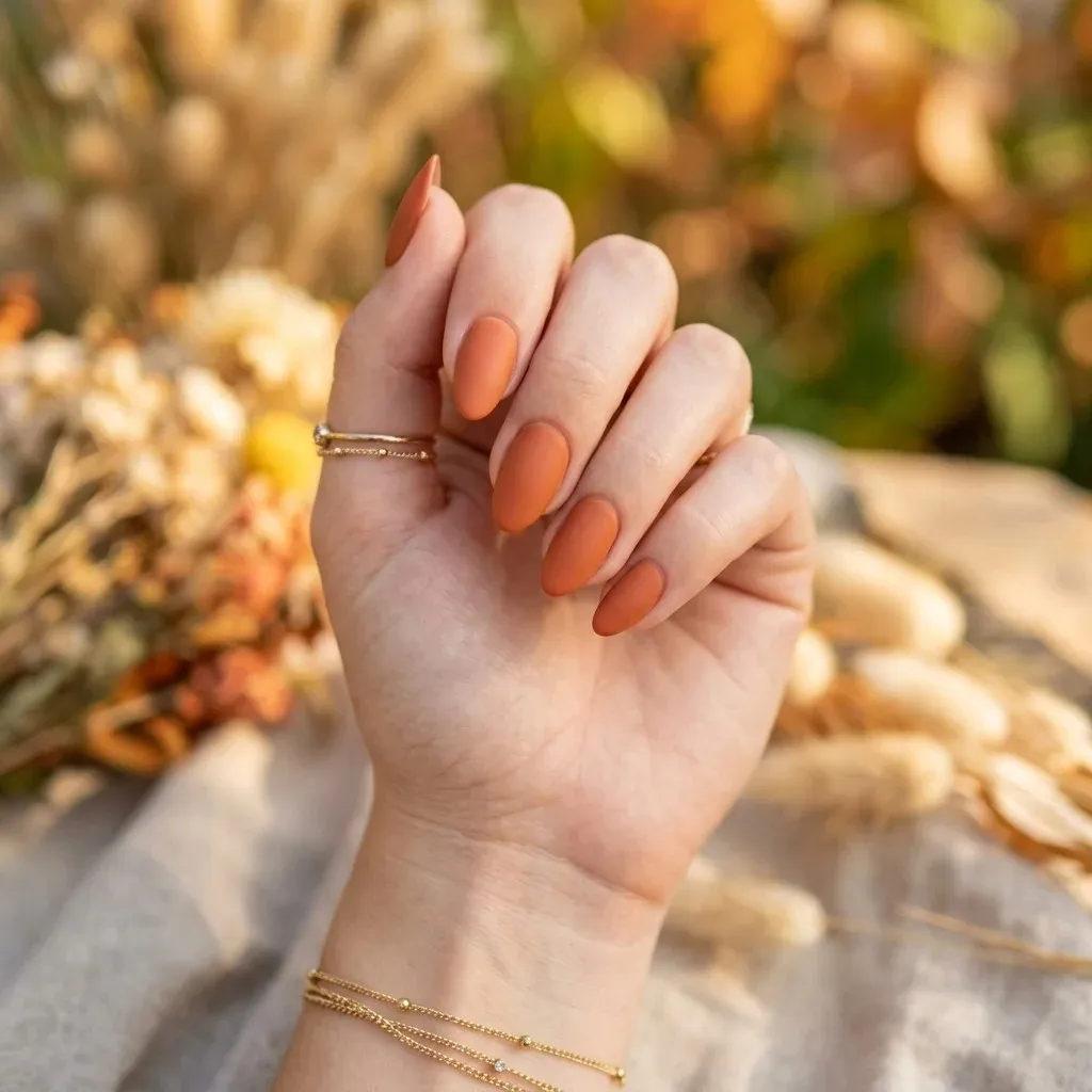 17 End of Summer Nails Ideas That Are So Chic, You’ll Forget Fall Is Coming 13 Matte Terracotta Nails