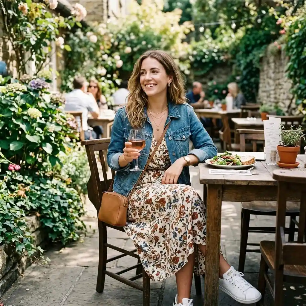 16 Lunch Outfit Ideas That Look Effortless, Chic, and “I Didn’t Even Try” Cute 5 Midi Dress Denim Jacket