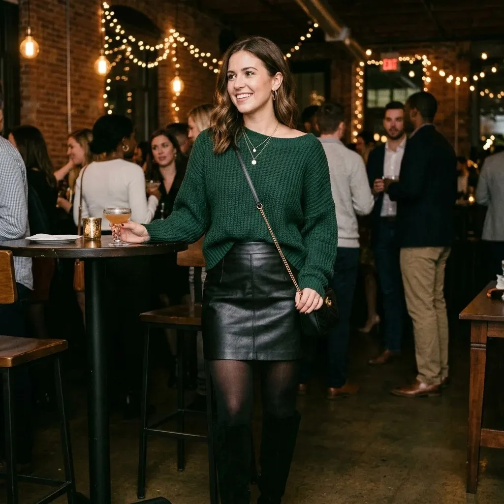 16 Party Outfit Ideas That Make You Look Instantly Cool Without Trying Too Hard 6 Mini Skirt Oversized Sweater