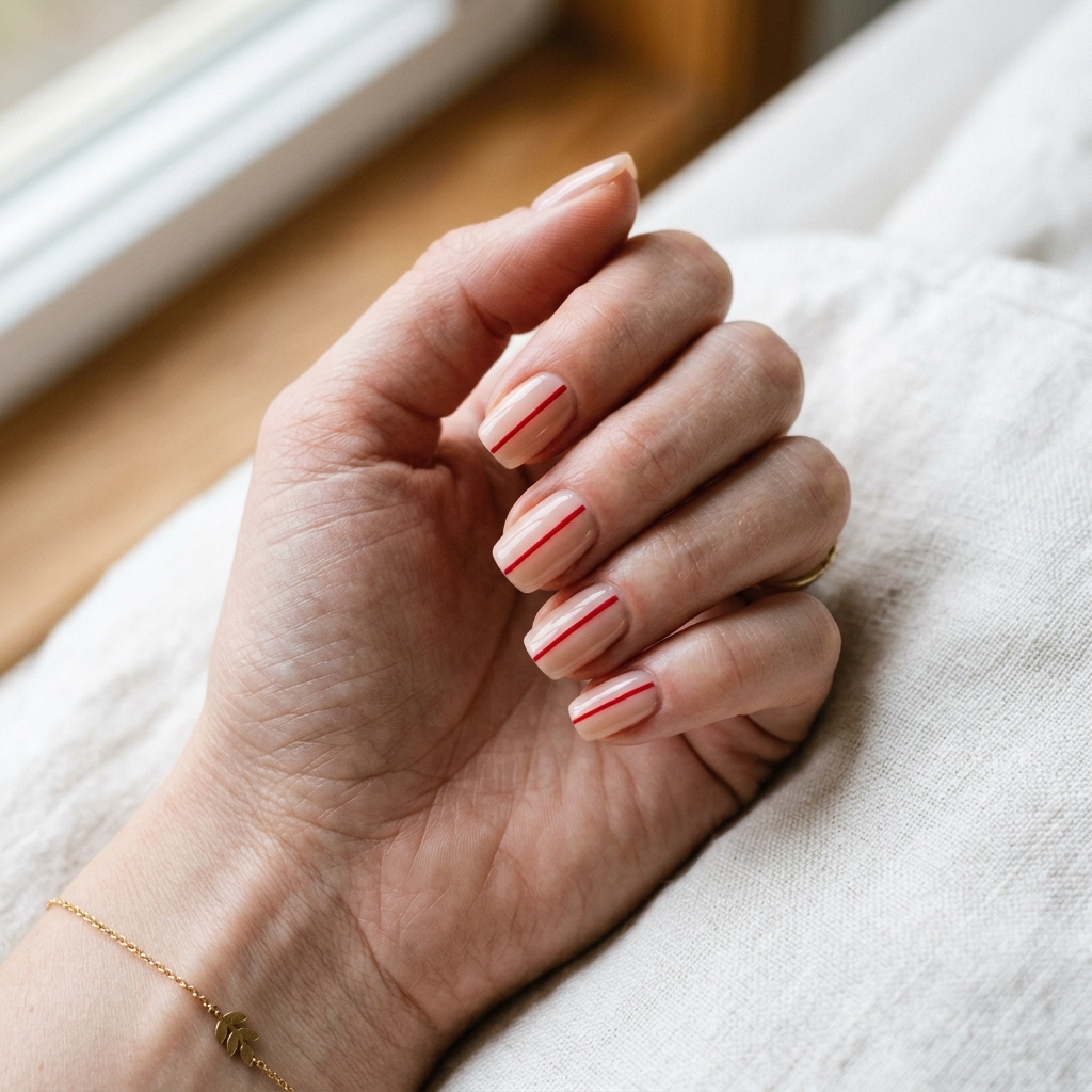 18 Red Summer Nails Ideas That Will Instantly Upgrade Your Hot-Girl Vibe 19 Minimal Red Line Nails