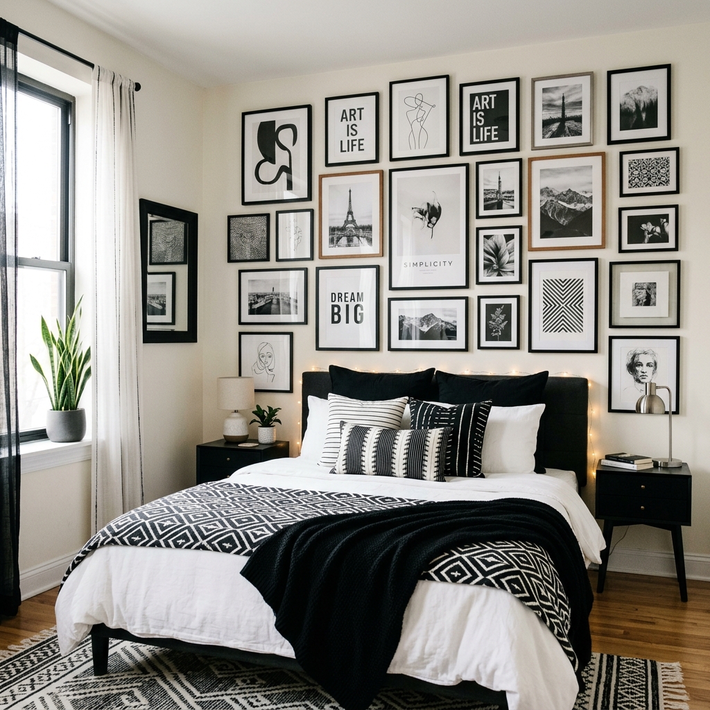 18 Black and White Bedroom Ideas That Look Straight Out of a Pinterest Dream 8 Modern Gallery Wall Energy