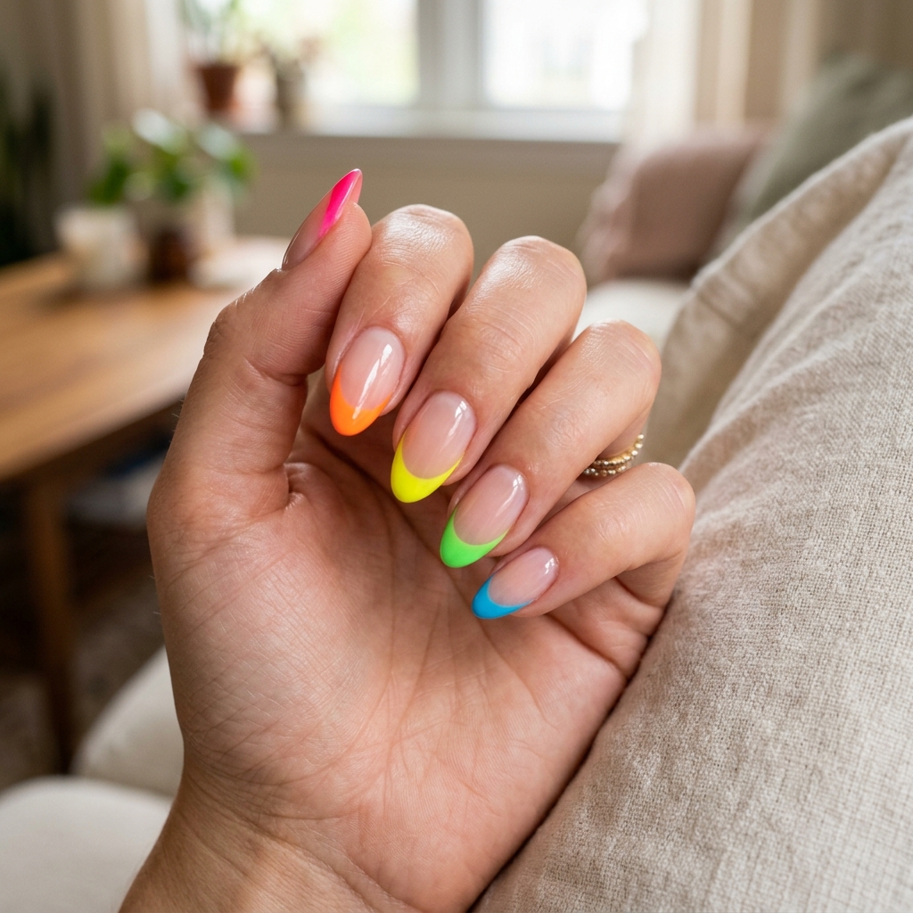 14 Summer Nails French Tip Ideas That Are Giving Main Character Energy All Season 2 Neon Pop French Tips