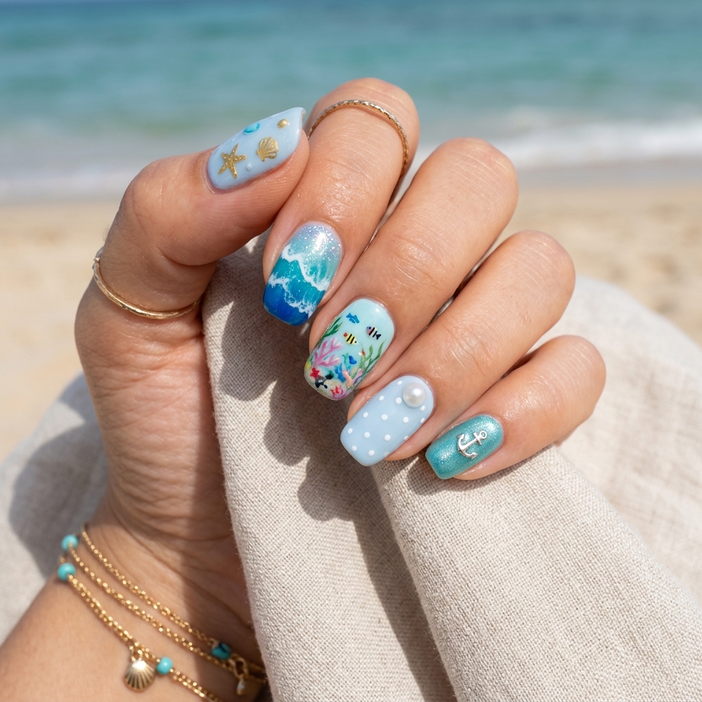 14 Cute Summer Nails You’ll Be Obsessed With (Seriously, Screenshot These) 9 Ocean Inspired Nails