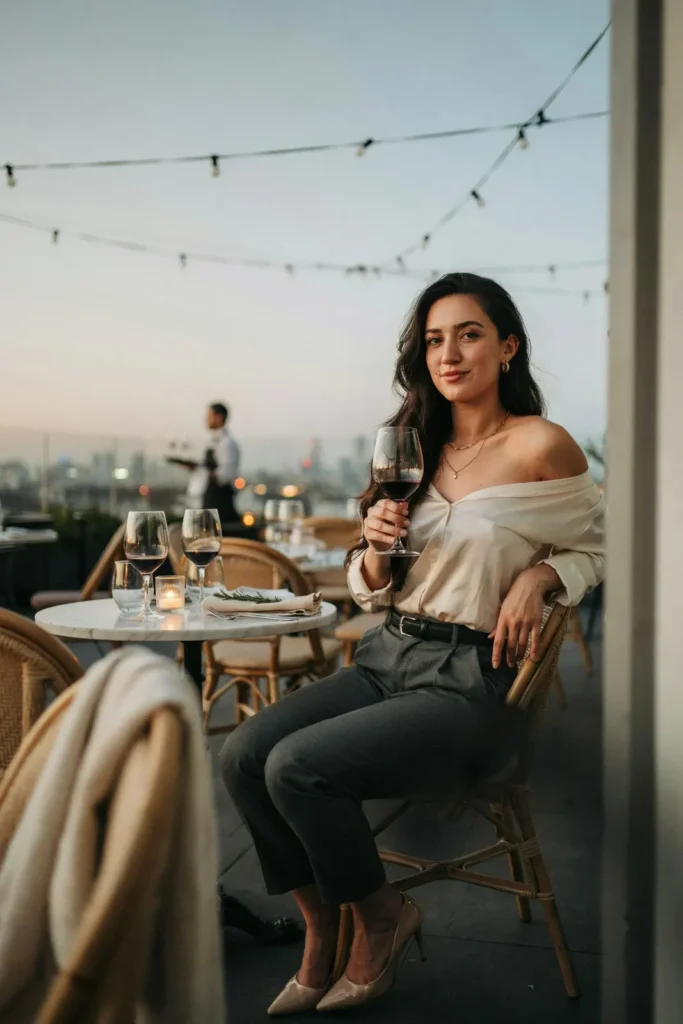 16 Dinner Outfit Ideas That Look Expensive, Feel Easy, and Save You From “I Have Nothing to Wear” Drama 15 Off Shoulder Top Tailored Pants