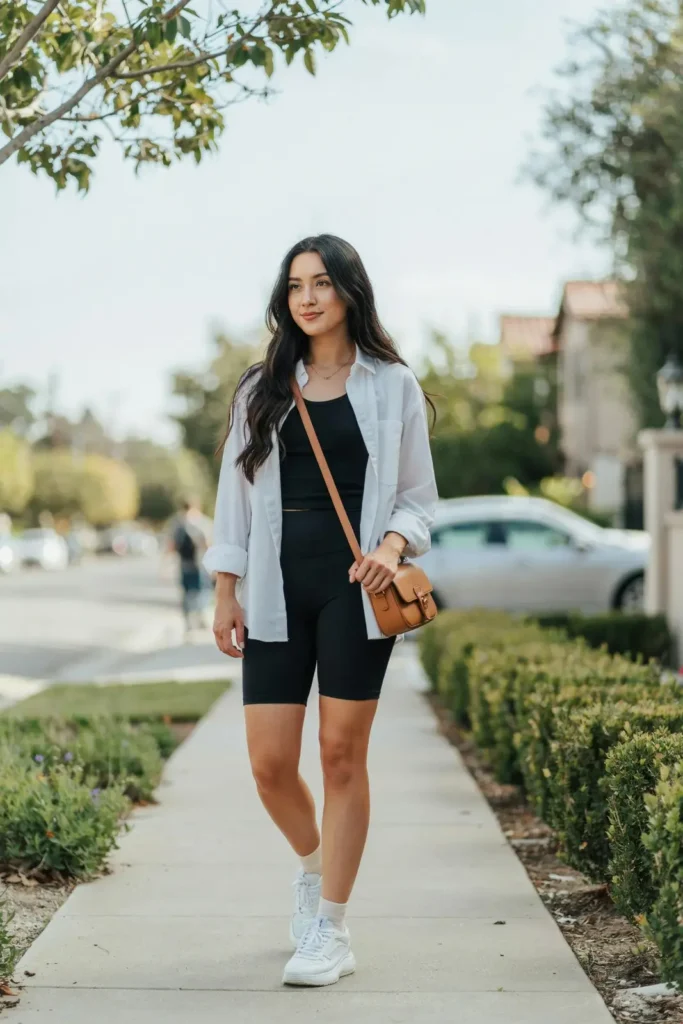 18 Casual Outfit Ideas That Look Effortless, Stylish, and Secretly Put-Together 3 Oversized Shirt Biker Shorts