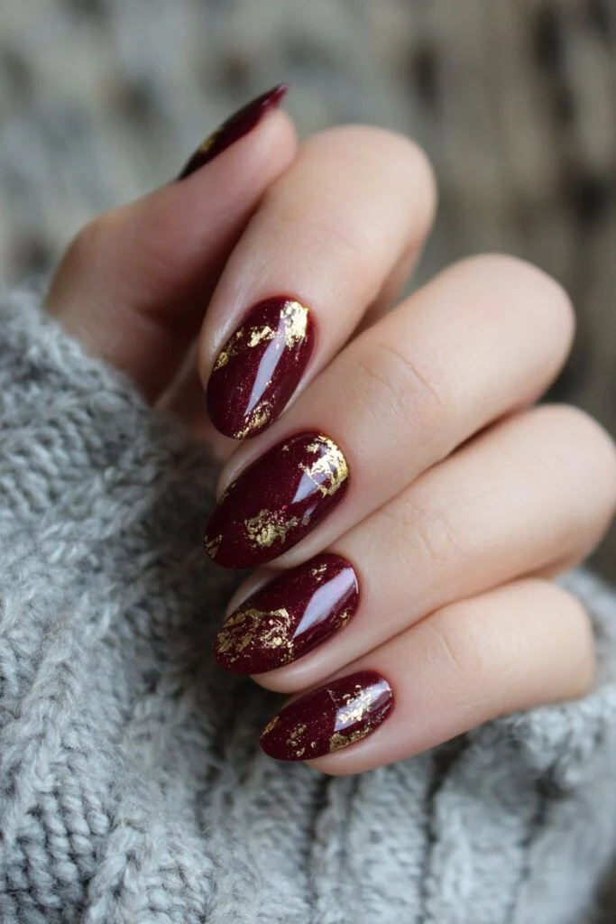 16 Dark Red Nails That Look Expensive, Moody, and Way Too Good to Ignore 8 Oxblood Nails with Gold Accents