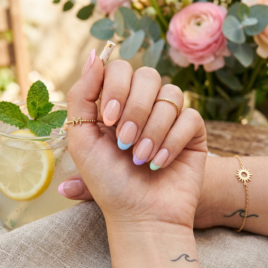 14 Summer Nail Design Ideas That Are So Cute You’ll Book a Mani ASAP 3 Pastel French Tips nail 1