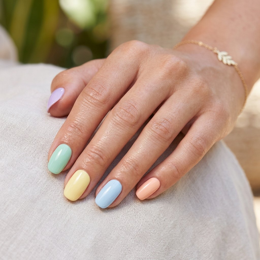 15 Summer Gel Nails That Scream “Main Character Energy” (And Yes, You’ll Want Them All) 4 Pastel Skittle Nails