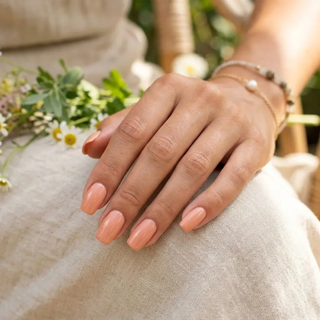 16 Summer Nail Colors Ideas That Are So Cute You’ll Want a Mani ASAP 10 Peachy Nude Glow