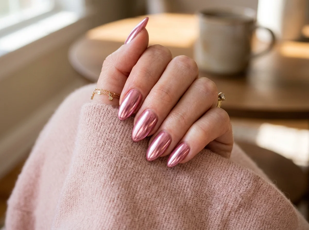 Pink Chrome Nail