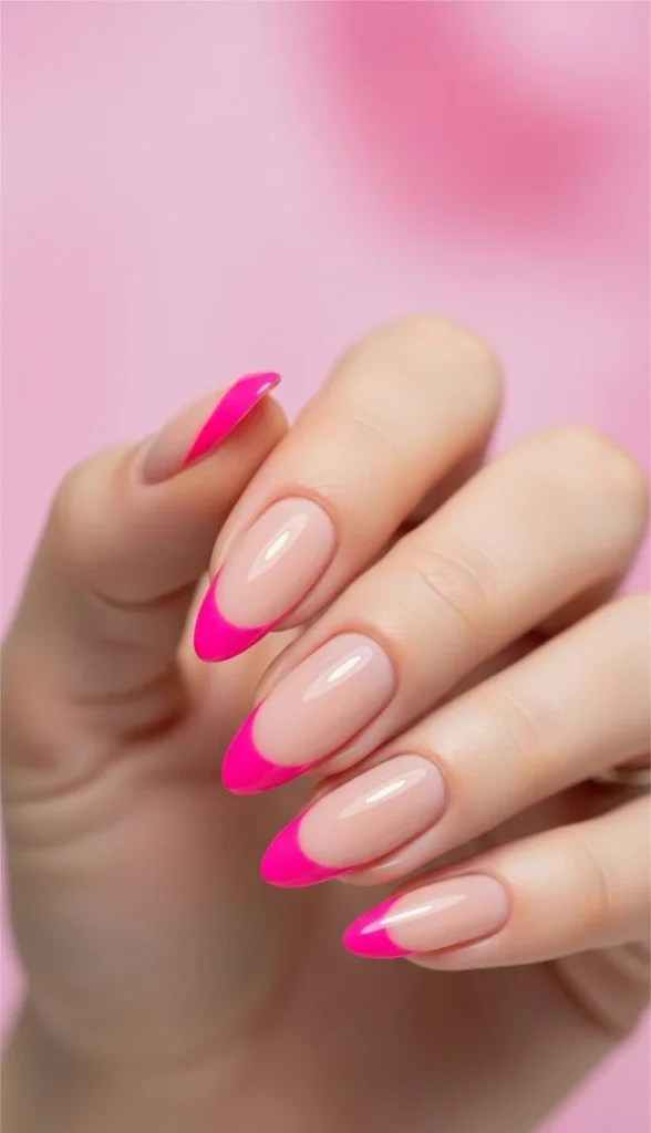 15 Pink Summer Nail Ideas That Are Serving Major Main Character Energy 4 Pink French Tips But Make It Fashion
