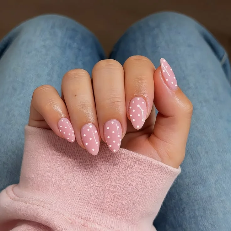 16 Baby Pink Nails That Are So Dreamy, You'll Want to Ditch Every Other Shade 9 Polka Dot Playfulness