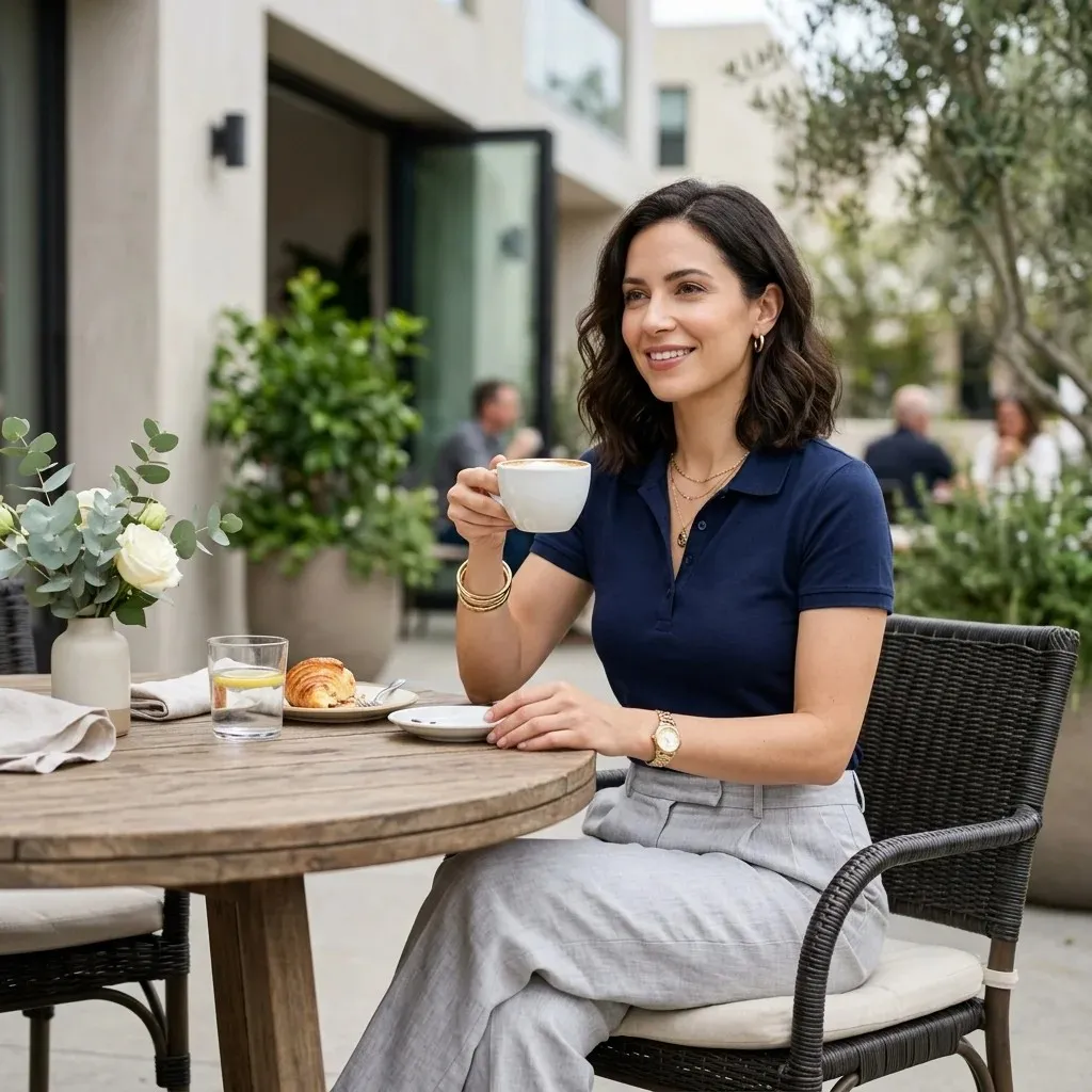 16 Lunch Outfit Ideas That Look Effortless, Chic, and “I Didn’t Even Try” Cute 12 Polo Shirt Tailored Trousers
