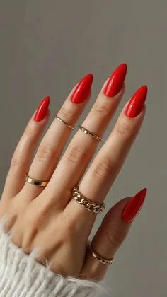 15 Trending Red Nails That Make Your Hands Look Instantly Expensive 8 Red Almond Nails