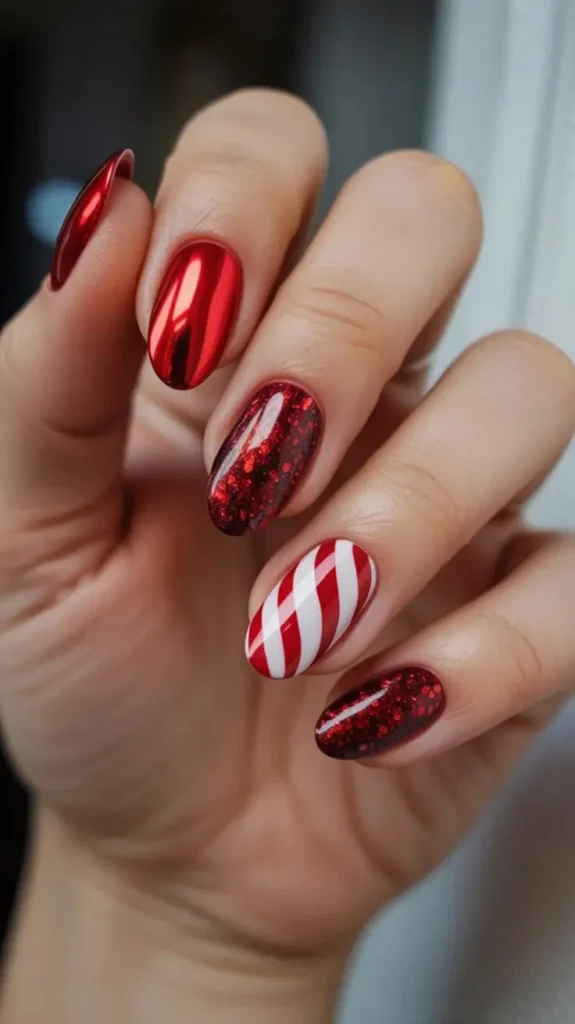 18 Red Christmas Nails That Look Festive, Expensive, and Totally Screenshot-Worthy 7 Red Chrome Christmas Nails