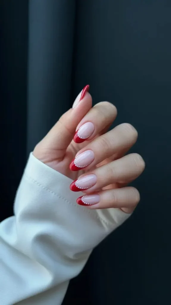 18 Red Christmas Nails That Look Festive, Expensive, and Totally Screenshot-Worthy 3 Red French Tip Christmas Nails