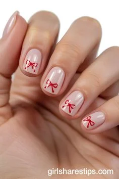 18 Red Christmas Nails That Look Festive, Expensive, and Totally Screenshot-Worthy 14 Red Nails with Tiny Bows