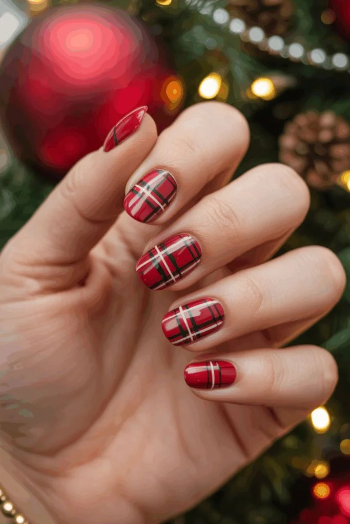 18 Red Christmas Nails That Look Festive, Expensive, and Totally Screenshot-Worthy 15 Red Plaid Christmas Nails