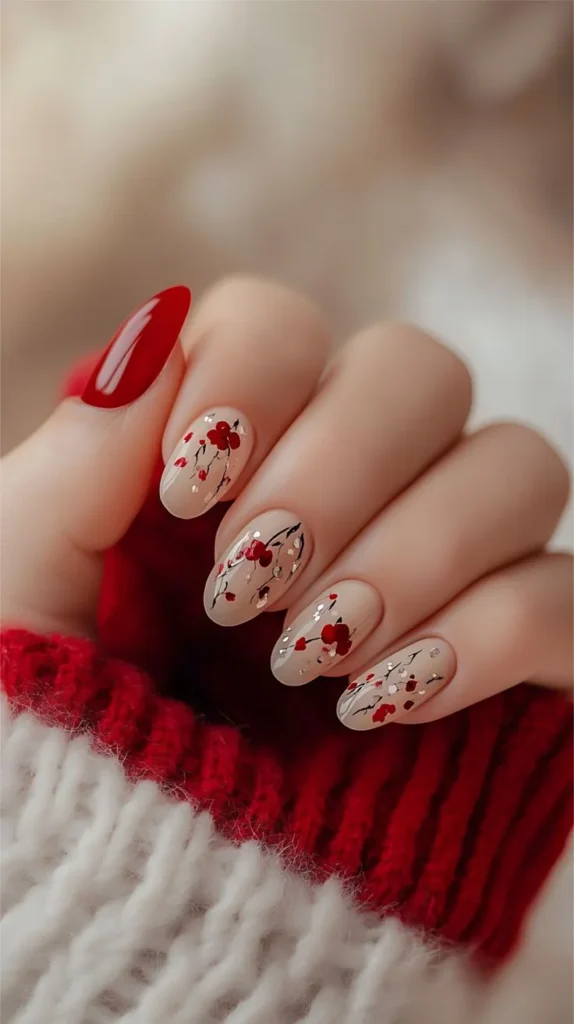 18 Red Christmas Nails That Look Festive, Expensive, and Totally Screenshot-Worthy 13 Red and Nude Christmas Nails