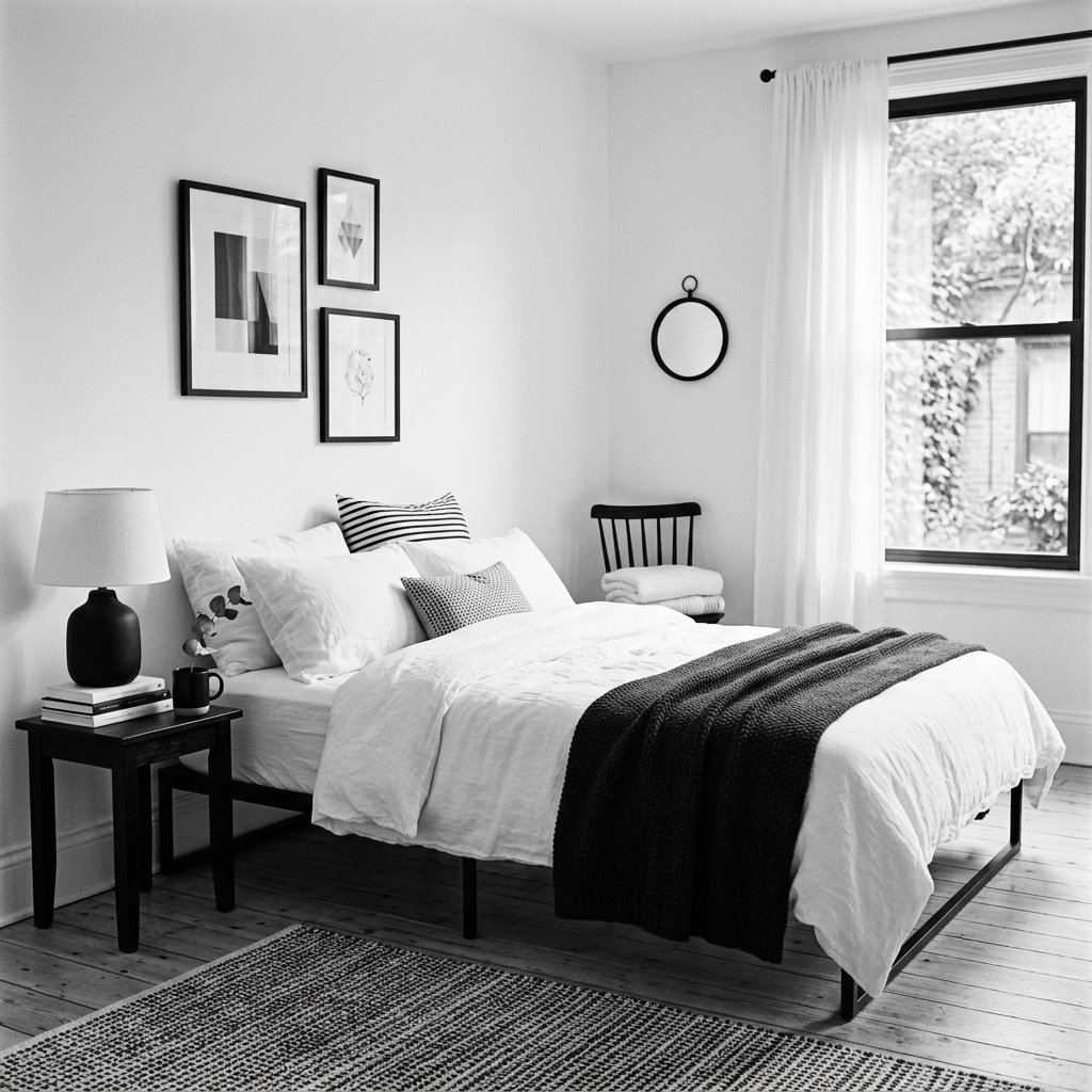 18 Black and White Bedroom Ideas That Look Straight Out of a Pinterest Dream 5 Scandinavian Black and White Simplicity
