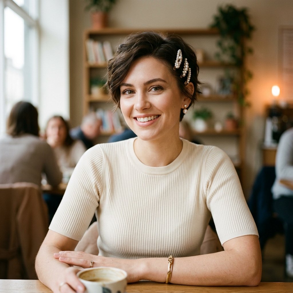 17 Prom Hairstyles for Short Hair That Are Seriously Main-Character Energy 15 Short Hair With Pearl Accessories