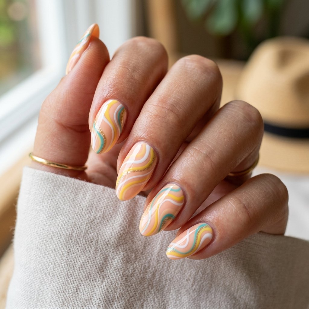 15 Summer Gel Nails That Scream “Main Character Energy” (And Yes, You’ll Want Them All) 15 Swirly Abstract Designs nails