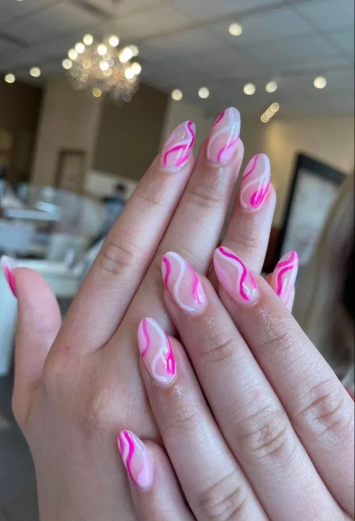 15 Pink Summer Nail Ideas That Are Serving Major Main Character Energy 15 Swirly Pink Tips