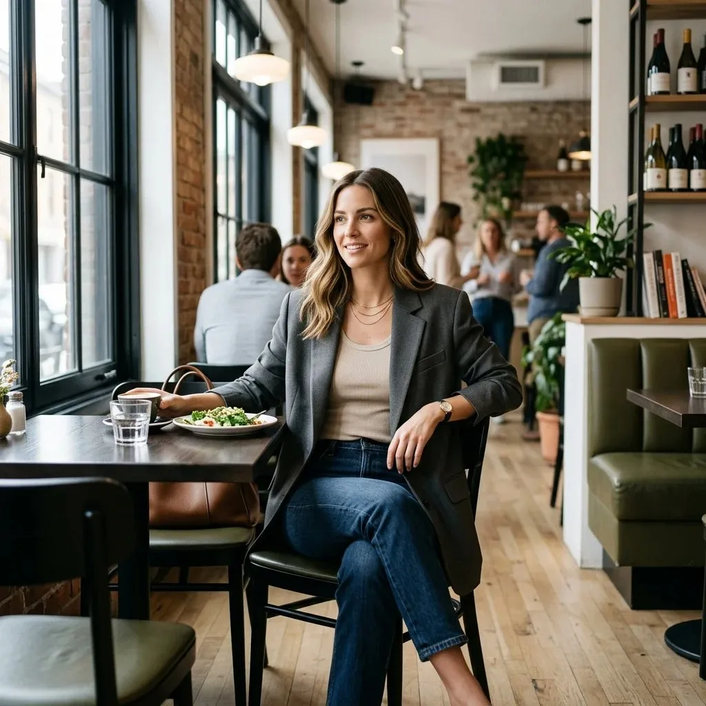 16 Lunch Outfit Ideas That Look Effortless, Chic, and “I Didn’t Even Try” Cute 8 Tank Top Blazer Jeans