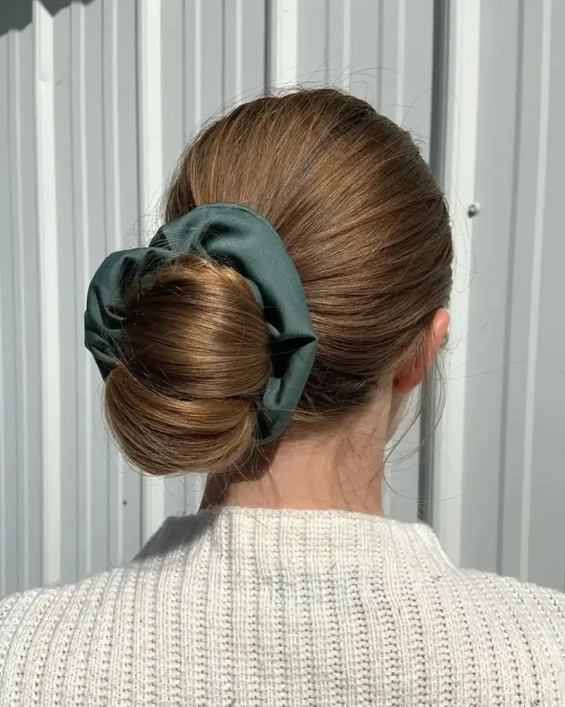 15 Lazy Hairstyle Ideas That Make You Look Put-Together in Under 10 Minutes 8 The Oversized Scrunchie Bun