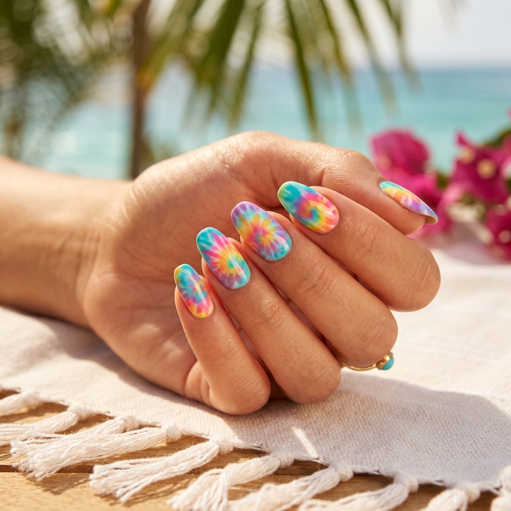 18 Summer Holiday Nails Ideas That’ll Make Your Hands the Main Character 14 Tie Dye Nails 1