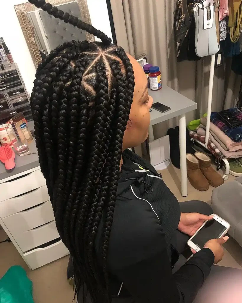 17 Braiding Hairstyles for Black Women That Are Giving Everything Right Now 11 Triangle Box Braids