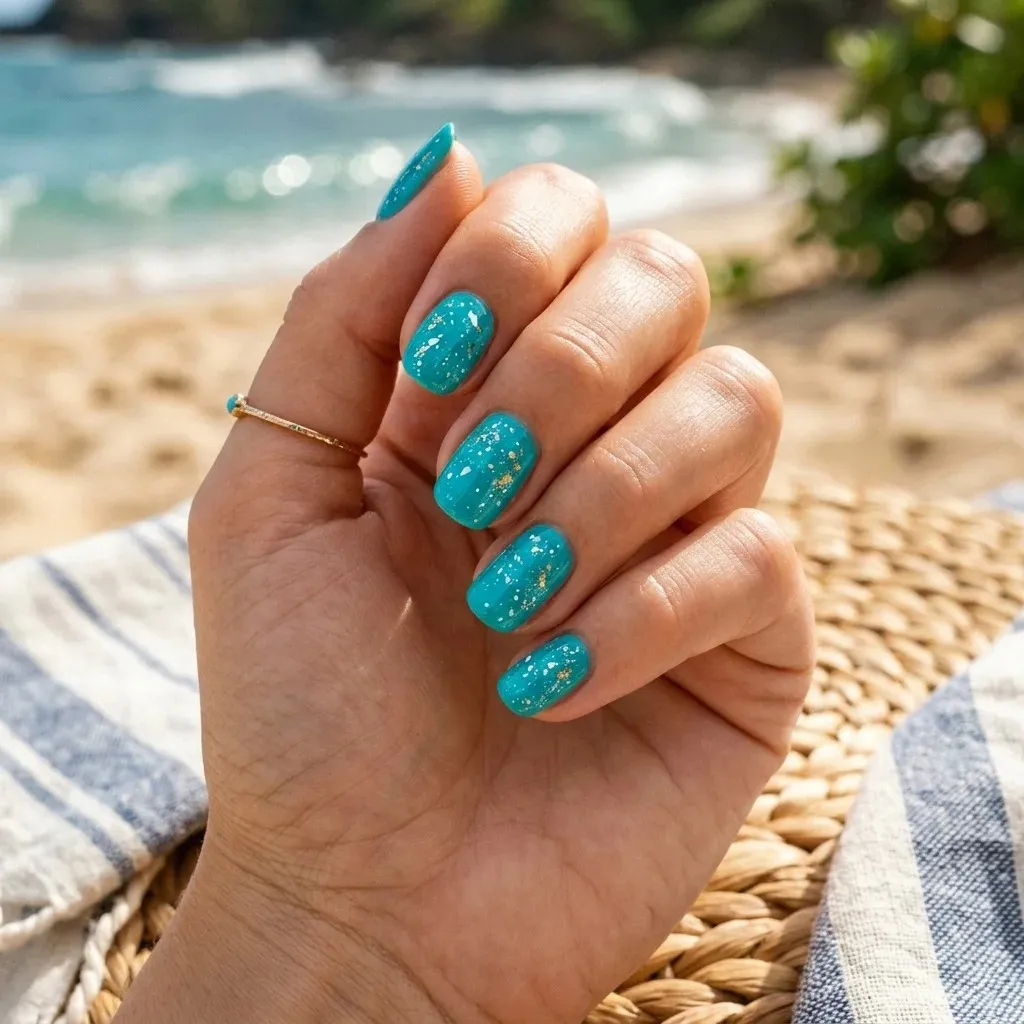 16 Summer Nail Colors Ideas That Are So Cute You’ll Want a Mani ASAP 11 Turquoise Splash