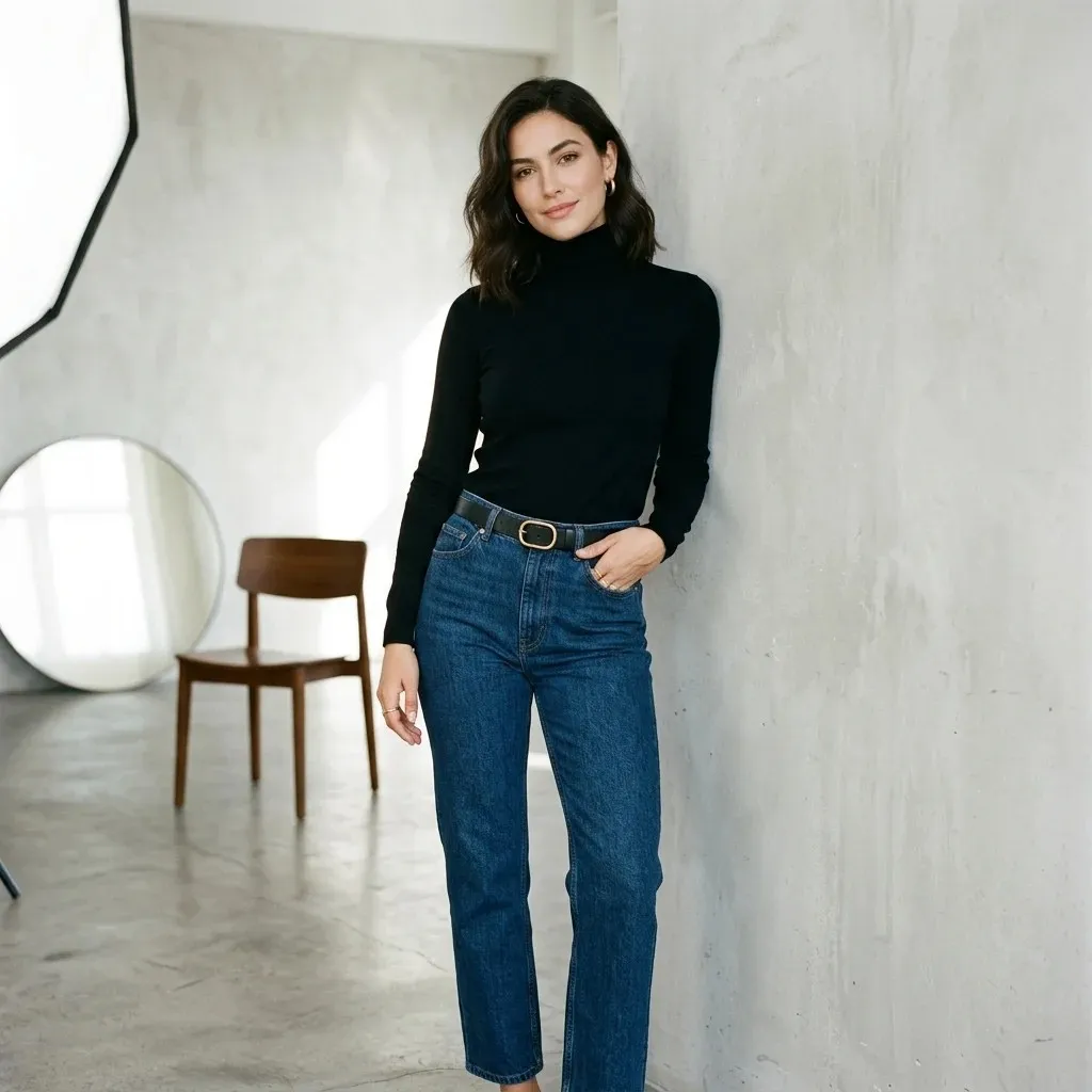 15 Jeans Outfit Ideas That Make Getting Dressed Way Too Easy 11 Turtleneck High Waisted Jeans